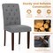 Floral Upholstered Dining Chairs Set of 2 Button Tufted Rubber Wood Legs
